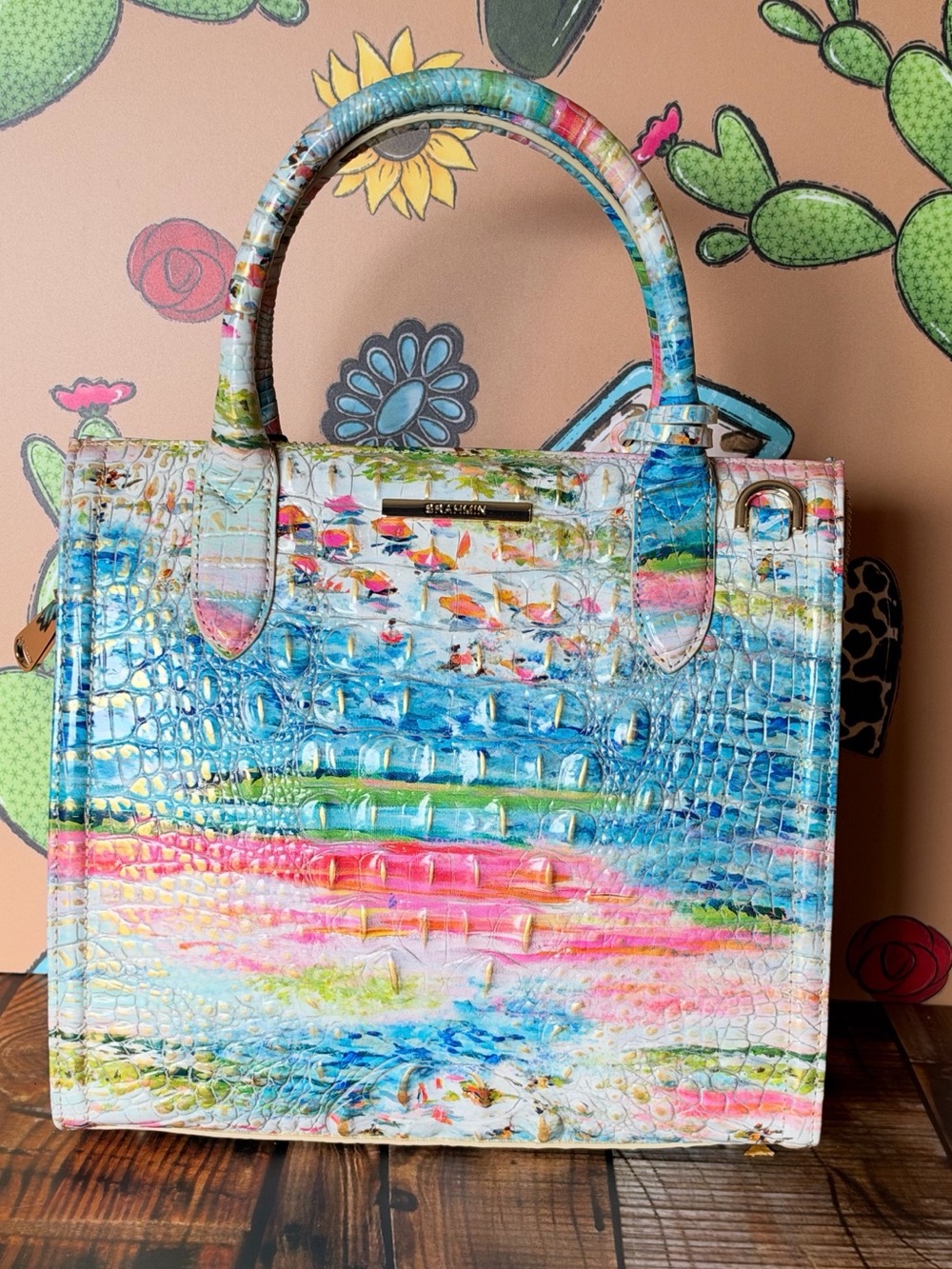 HTF BRAHMIN SMALL CAROLINE STAYCATION SATCHEL BAG NWT TROPIC FISH - Picture 10 of 13